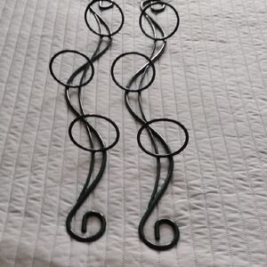 Vintage Green Scroll Metal Wall Candle Holders